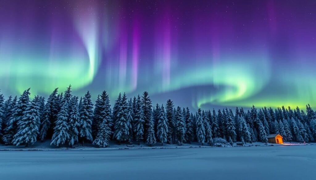 Nordlichter in Schweden Winterlandschaft