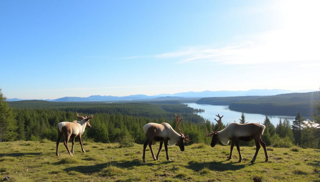 Rentiere in Schweden Landschaft