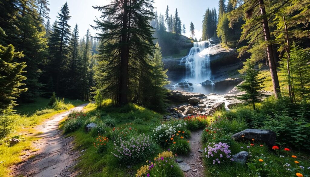 Wanderweg am Tännforsen Wasserfall